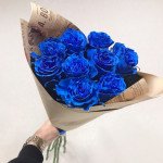 Букет 9 синих роз в крафте